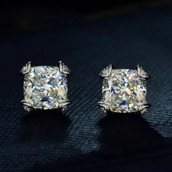 2ct Cushion Cut Earrings - Picture 1 of 11